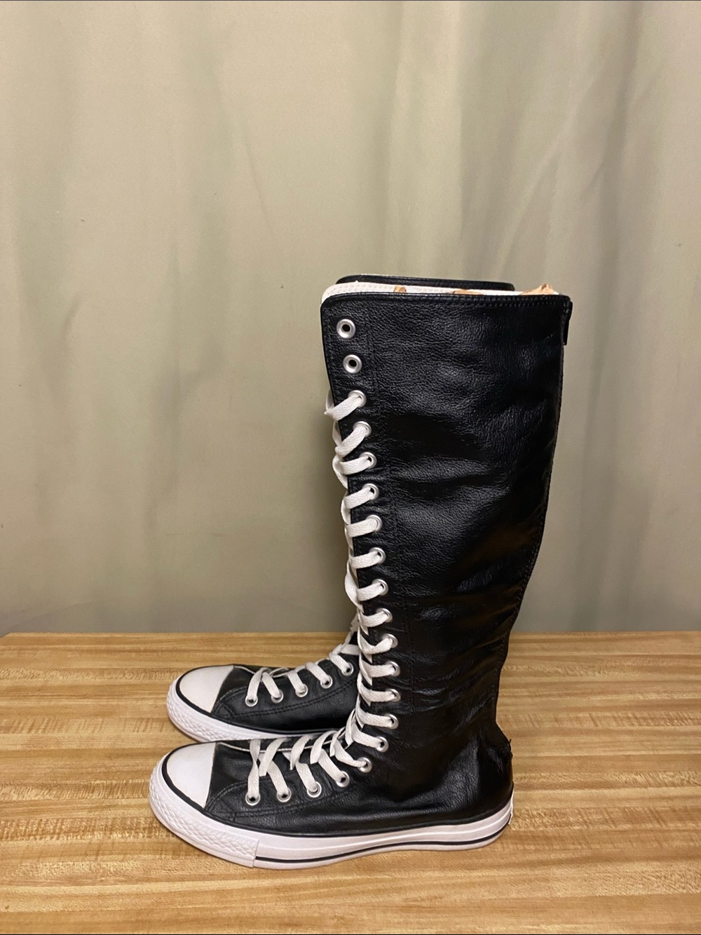 Converse All Star Chuck Taylor Knee High XXHI Black Leather shoes (117885) W8/M6